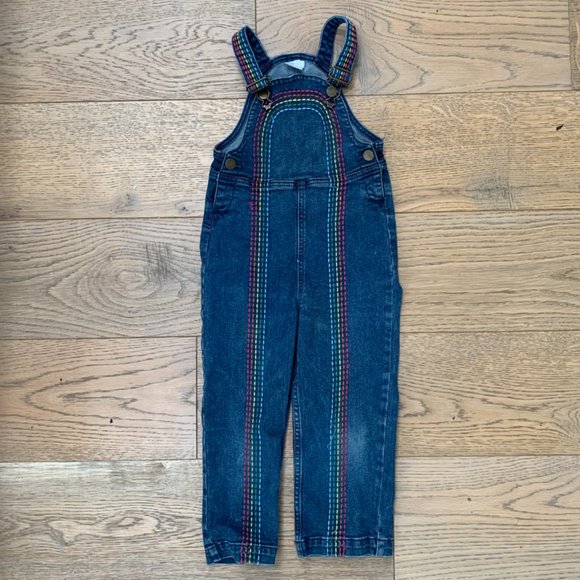 Hanna Andersson Rainbow Stitch Denim Overalls - Picture 1 of 6
